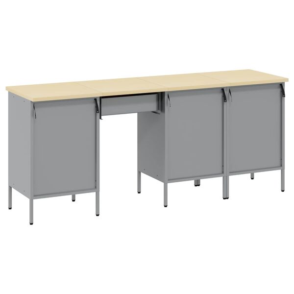 vidaXL Vinnusk&aacute;pur 4 pcs Svartur 200 x 55 x 85 cm Vinnslutr&eacute; og st&aacute;li