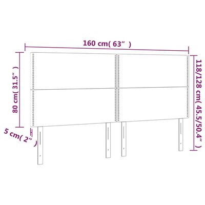 vidaXL LED höfuðgafl Dökkgrátt 160x5x118/128 cm Efni