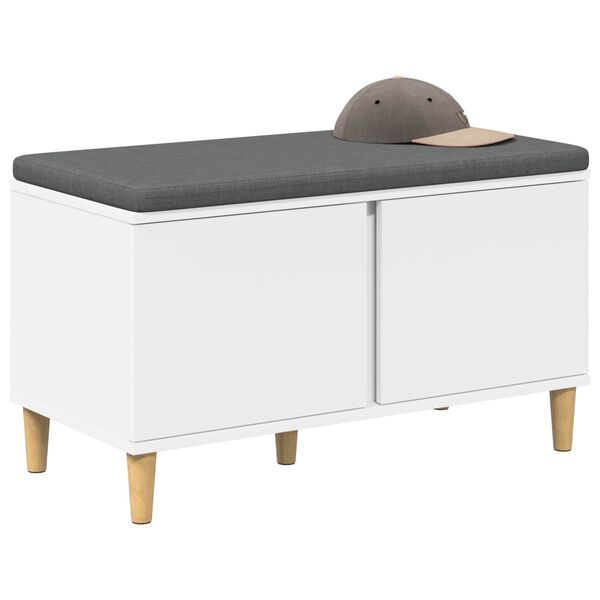 vidaXL Hallarbekk me&eth; p&uacute;&eth;i me&eth; geymslu me&eth; hur&eth; Hv&iacute;tt 80 x 38 x 46 cm