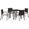 vidaXL Gar&eth;ur bor&eth;sett 5 pcs Svartur Dufth&uacute;&eth;a&eth; st&aacute;l