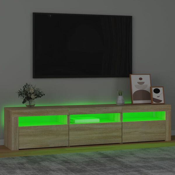 vidaXL Sjónvarpsskápur með LED Ljósum Sonoma Eik 180x35x40 cm