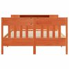 vidaXL Rúmgrind með Bókahillu án Dýnu Vaxbrún 120x190 cm Gegnheil Fura