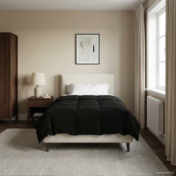 vidaXL Full &aacute;rs d&yacute;na S&iacute;&eth;la&eth; Svartur 135 x 220 cm M&iacute;kr&oacute;f&iacute;ber