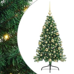 vidaXL Gervi fyrirfram l&yacute;stum j&oacute;latr&eacute; me&eth; 150 LED Gr&aelig;nn 120 cm PVC