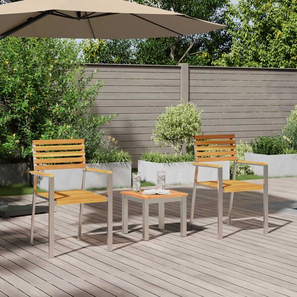 vidaXL Garðborðstofusett 3 pcs Brúnn Solid teak viður