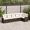 vidaXL Gar&eth;s&oacute;fa sett me&eth; p&uacute;&eth;i 6 pcs Br&uacute;nn Poly rattan