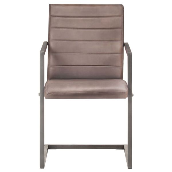 vidaXL Borðstofustólar með Sveigðum Fótum 2 stk Brúnt Ekta Leður