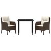 vidaXL Gar&eth;ur bor&eth;sett me&eth; p&uacute;&eth;i 3 pcs Br&uacute;nn p&oacute;l&yacute;rattan
