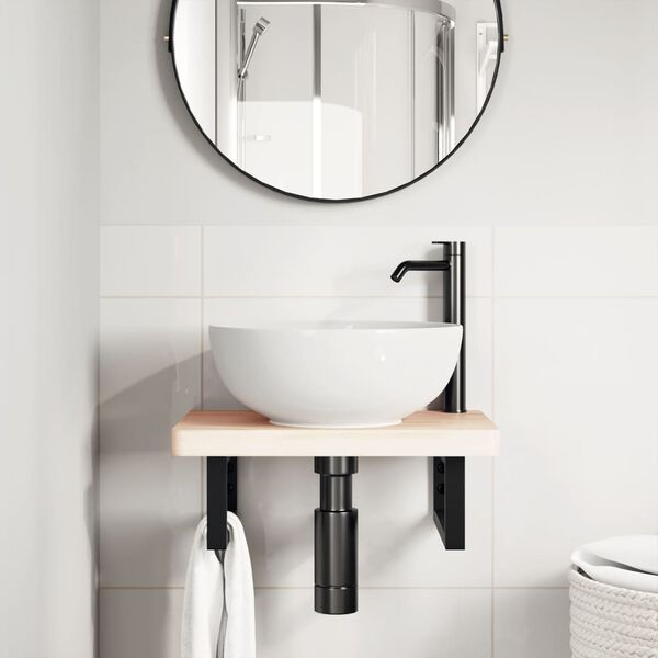 vidaXL Hillufestingar fyrir Handlaug 2 stk Svartur Ferhyrnt Stál