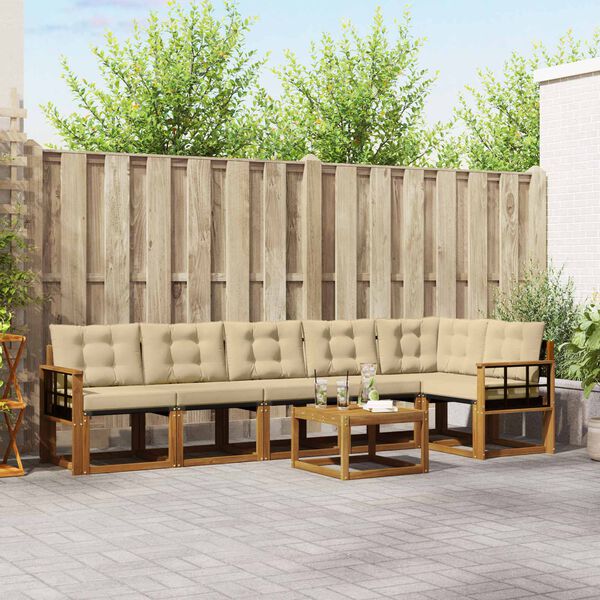 vidaXL &Uacute;ti s&oacute;fasett me&eth; p&uacute;&eth;i 7 pcs N&aacute;tt&uacute;rulegt og B&eacute;ig