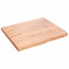 vidaXL Vegghilla Lj&oacute;sbr&uacute;n 60x50x(2-4) cm Me&eth;h&ouml;ndlu&eth; Gegnheil Eik