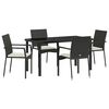 vidaXL Gar&eth;ur bor&eth;sett me&eth; p&uacute;&eth;i 5 pcs Svartur p&oacute;l&yacute;rattan