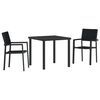 vidaXL Gar&eth;ur bor&eth;sett 3 pcs Svartur Dufth&uacute;&eth;a&eth; st&aacute;l