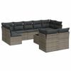 vidaXL 10 Hluta Gar&eth;s&oacute;fasett me&eth; Sessum Gr&aacute;tt P&oacute;l&yacute;rattan