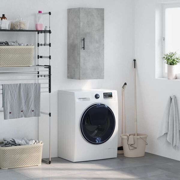 vidaXL Vegghengdur Sk&aacute;pur Steypugr&aacute;r 34,5x34x90 cm