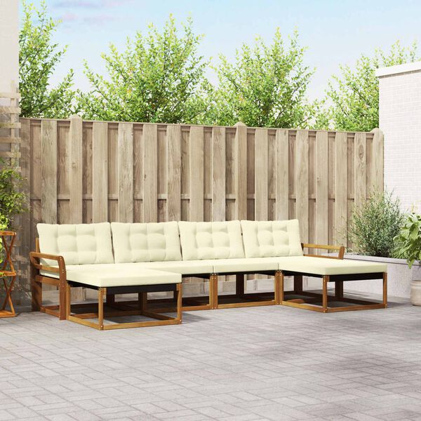 vidaXL &Uacute;ti s&oacute;fasett me&eth; p&uacute;&eth;i 6 pcs N&aacute;tt&uacute;rulegt og Krem