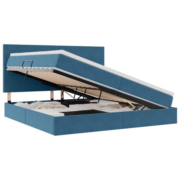 vidaXL R&uacute;m me&eth; geymslur&yacute;mi og LED me&eth; led D&ouml;kkbl&aacute;r 200 x 200 cm Flauel