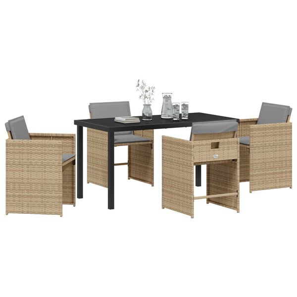 vidaXL Gar&eth;ur bor&eth;sett 5 pcs Drapplita&eth;ur p&oacute;l&yacute;rattan