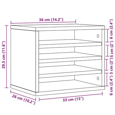 vidaXL Skrifborðshilla Steypugrá 36x26x29,5 cm Samsettur Viður