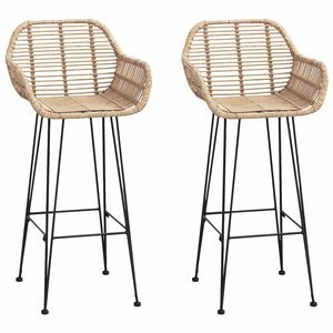 vidaXL Barst&oacute;ll 2 pcs N&aacute;tt&uacute;rulegur 55 x 52 x 105 cm Rattan og j&aacute;rn