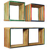 vidaXL Vegghillusett 3 Hlutar Gegnheill Endurn&yacute;ttur Tekkvi&eth;ur Marglita