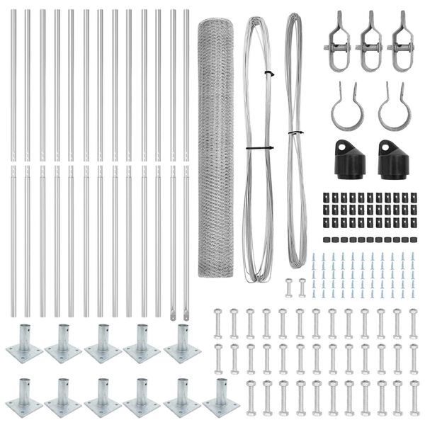vidaXL Girðingarpóstur Silfur 25 x 1 m (25 mm net) Stál