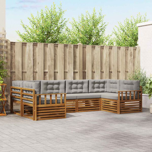 vidaXL S&oacute;fasett 6 pcs N&aacute;tt&uacute;rulegt og Lj&oacute;st Gr&aacute;tt Hrein akas&iacute;utr&eacute;