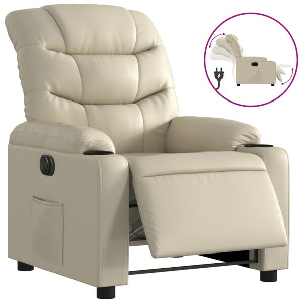 vidaXL Electric Recliner Chair Cream gervi leður