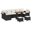 vidaXL Gar&eth;s&oacute;fa sett me&eth; p&uacute;&eth;i 10 pcs Svartur p&oacute;l&yacute;rattan