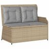vidaXL Hallanlegur Gar&eth;bekkur me&eth; Sessum Drappa&eth;ur P&oacute;l&yacute;rattan