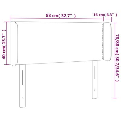 vidaXL LED Höfðagafl 83x16x78/88 cm Ljósgrátt Flauel