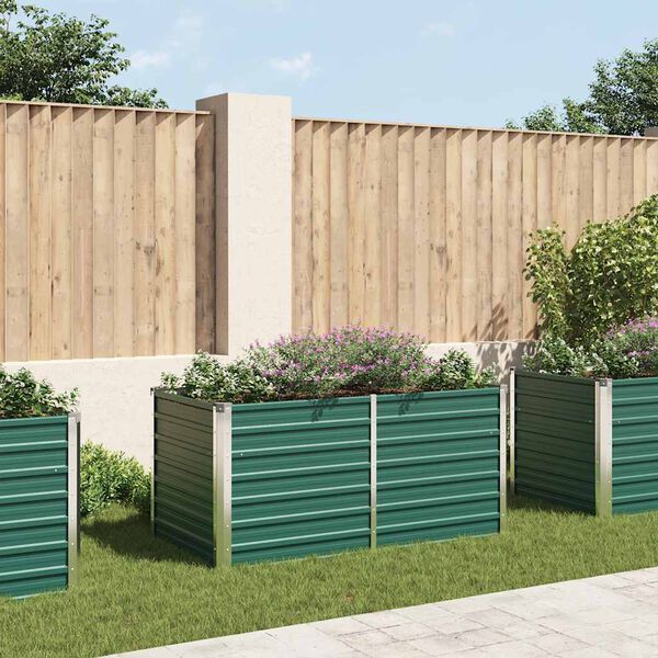 vidaXL Upphækkað Blómaker 160x80x77 cm Galvaniserað Stál Grænt