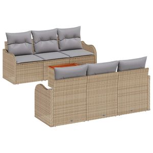 vidaXL Gar&eth;s&oacute;fa sett me&eth; p&uacute;&eth;i 7 pcs Drapplita&eth;ur p&oacute;l&yacute;rattan
