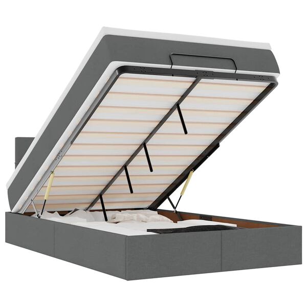 vidaXL Ottoman r&uacute;m me&eth; d&yacute;nu D&ouml;kkgr&aacute; 120x200 cm Efni