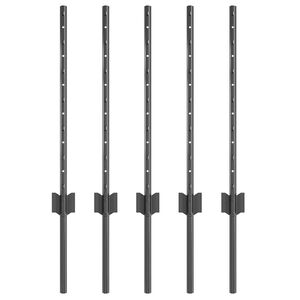 vidaXL Gir&eth;ingarp&oacute;stur 5 pcs Gr&aacute;r 60 cm St&aacute;l