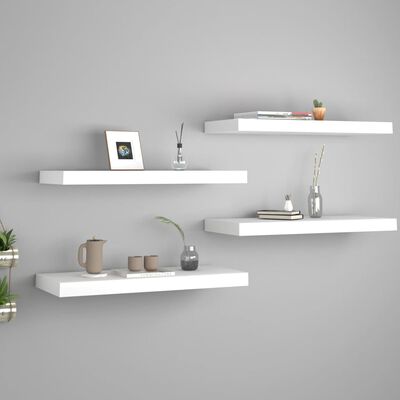 vidaXL Vegghengdar Hillur 4 stk. Hvítar 60x23,5x3,8 cm MDF