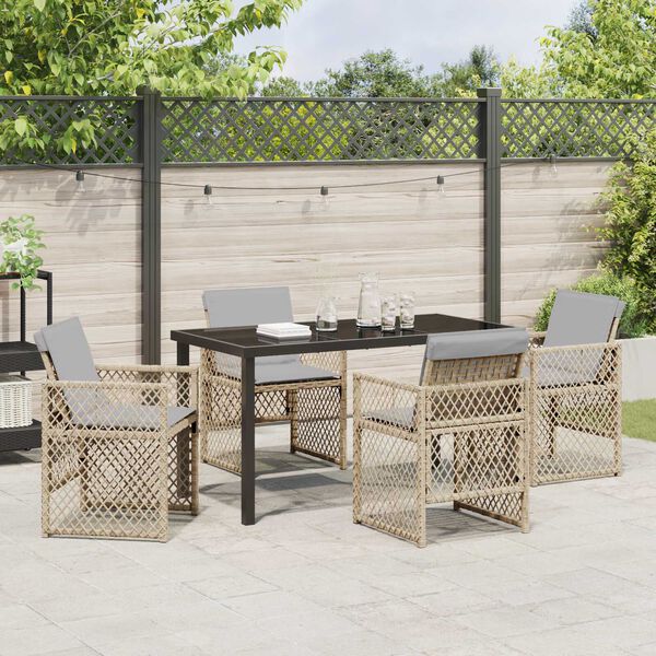 vidaXL Gar&eth;ur bor&eth;sett 5 pcs Drapplita&eth;ur p&oacute;l&yacute;rattan