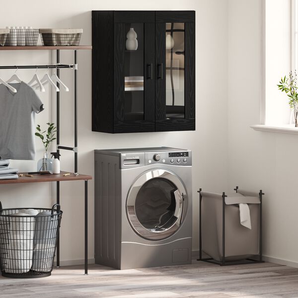 vidaXL Vi&eth;beinteyfla Svartur Eik 69,5 x 34 x 90 cm Samsettur vi&eth;ur