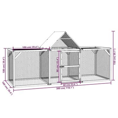 vidaXL Hænsnakofi 300x100x150 cm Gagnvarin Gegnheil Fura