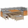 vidaXL Gar&eth;s&oacute;fa sett me&eth; p&uacute;&eth;i 11 pcs Beige og lj&oacute;sgr&aacute;r p&oacute;l&yacute;rattan