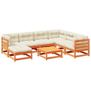 vidaXL 8 hluta Gar&eth;s&oacute;fasett me&eth; Sessum Vaxbr&uacute;nn Gegnheil Fura