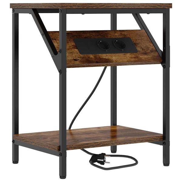 vidaXL Noat&ouml;flu sk&aacute;pur Rau&eth;-eik 38 x 30 x 48 cm Samsettur vi&eth;ur