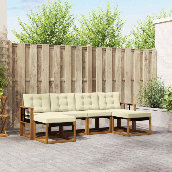 vidaXL &Uacute;ti s&oacute;fasett me&eth; p&uacute;&eth;i 6 pcs N&aacute;tt&uacute;rulegt og Krem