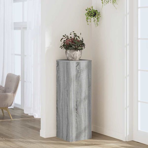 vidaXL Pl&ouml;ntustandur Gr&aacute;ir Sonoma Eik 40x32x22,5 cm Samsettur vi&eth;ur