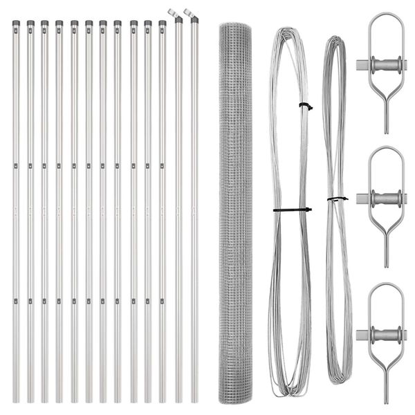 vidaXL Gir&eth;ingarp&oacute;stur Silfur 25 x 1,5 m (12 x 12 mm net) St&aacute;l