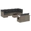 vidaXL 10 Hluta Gar&eth;s&oacute;fasett me&eth; Sessum Gr&aacute;tt P&oacute;l&yacute;rattan