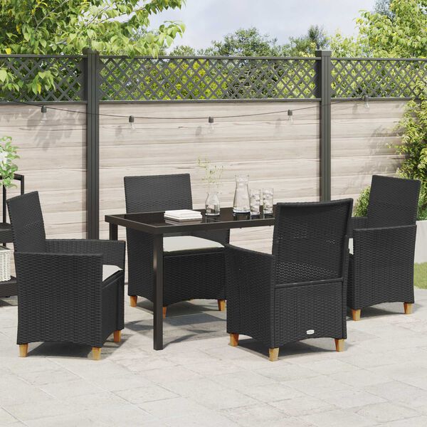 vidaXL Gar&eth;ur bor&eth;sett 5 pcs Svartur p&oacute;l&yacute;rattan