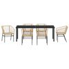vidaXL Gar&eth;ur bor&eth;sett 7 pcs Br&uacute;nn p&oacute;l&yacute;rattan