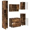 vidaXL Ba&eth;herbergismublasett 5 pcs Rau&eth;-eik Sni&eth;in vi&eth;ur og m&aacute;lmur