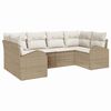 vidaXL Gar&eth;s&oacute;fa sett me&eth; p&uacute;&eth;i 6 pcs Beige og Hv&iacute;tt p&oacute;l&yacute;rattan